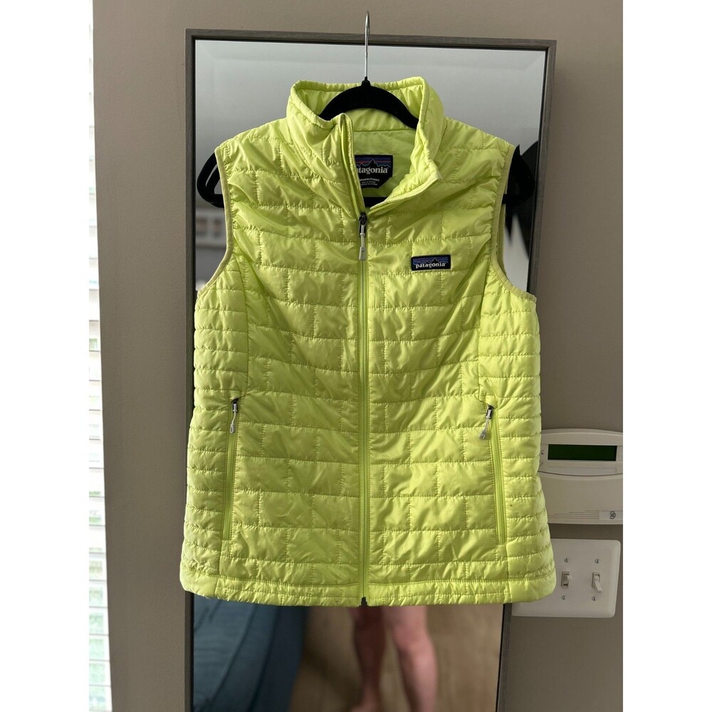 Patagonia Nano Puff Vest Womens Lime Green Full Zip Insulated Quilted Size L